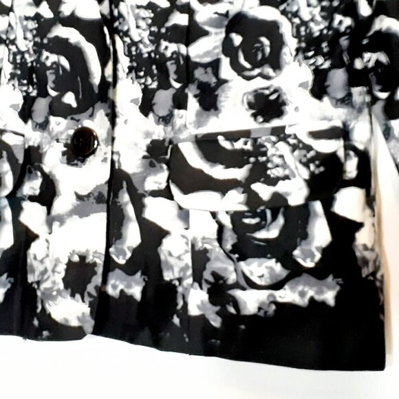 NOTATIONS 3/4 Sleeve, Short Floral Jacket; Black/White; Size PM - Picture 2 of 6